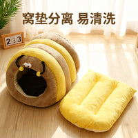 Warm Enclosed Cat Cave Bed for Winter, Pet Sleeping Nest for Small to Large Cats