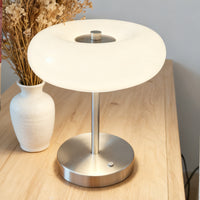 Creative Donut Shaped Table Lamp with Glass Shade and Metal Stand, Modern Minimalist Bedroom Bedside Desk Lamp