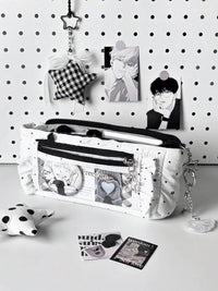 Polka Dot Pencil Case with Stationery Set for Girls, Transparent Lace Design