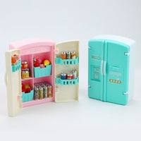 Miniature Double-Door Refrigerator Dollhouse Furniture Toy