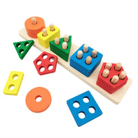 Wooden Geometric Stacking Blocks Montessori Educational Toy for Toddlers