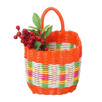 Plastic Imitation Rattan Woven Hanging Basket Pastoral Picking Basket Portable Door Back Kitchen Storage Bath Basket Home Storage