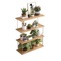 Solid Wood Rolling Plant Stand with Adjustable Stainless Steel Shelves for Indoor Use