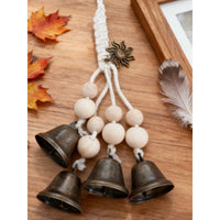 Vintage Style Wooden Bead and Alloy Wind Chime - Floral and Star Pattern Home and Door Handle Hanging Decor