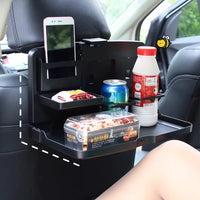 Car Seat Back Foldable Tray Table with Storage Box for Laptop and Dining