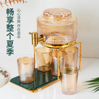 Refrigerator Glass Beverage Dispenser with Faucet, High Temperature Resistant Fruit Tea Cold Water Pitcher, Large Capacity
