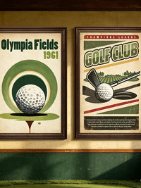 Vintage Golf Club Wall Art Decor for Sports Lounges and Hotels