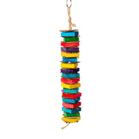 Parrot Chewing Toy with Colorful Wood Blocks and Cardboard for Birds