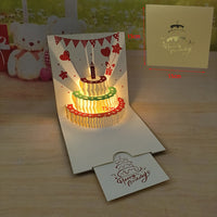 3D Pop-Up Musical Birthday Cake Card with Candle Blowing Feature and Lights, DIY Assembly Gift Card