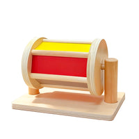 Montessori Wooden Coin Box and Textile Drum Toy for Toddlers 1-3 Years