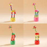 Wooden Press-Up Dancing Giraffe / Clown Toy for Kids, Party Favors, and Gifts