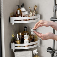 Bathroom Shower Caddy Wall Mounted Corner Storage Organizer Shelf No-Drill