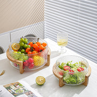 Glass Fruit Bowl with Stone Pattern, Large Capacity Salad Bowl for Living Room, Fruit and Vegetable Serving Dish