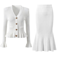 Women's Long Sleeve Knit Dress and Cardigan Set