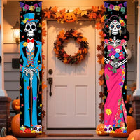 Halloween Day of the Dead Skeleton Couple Decorative Banner