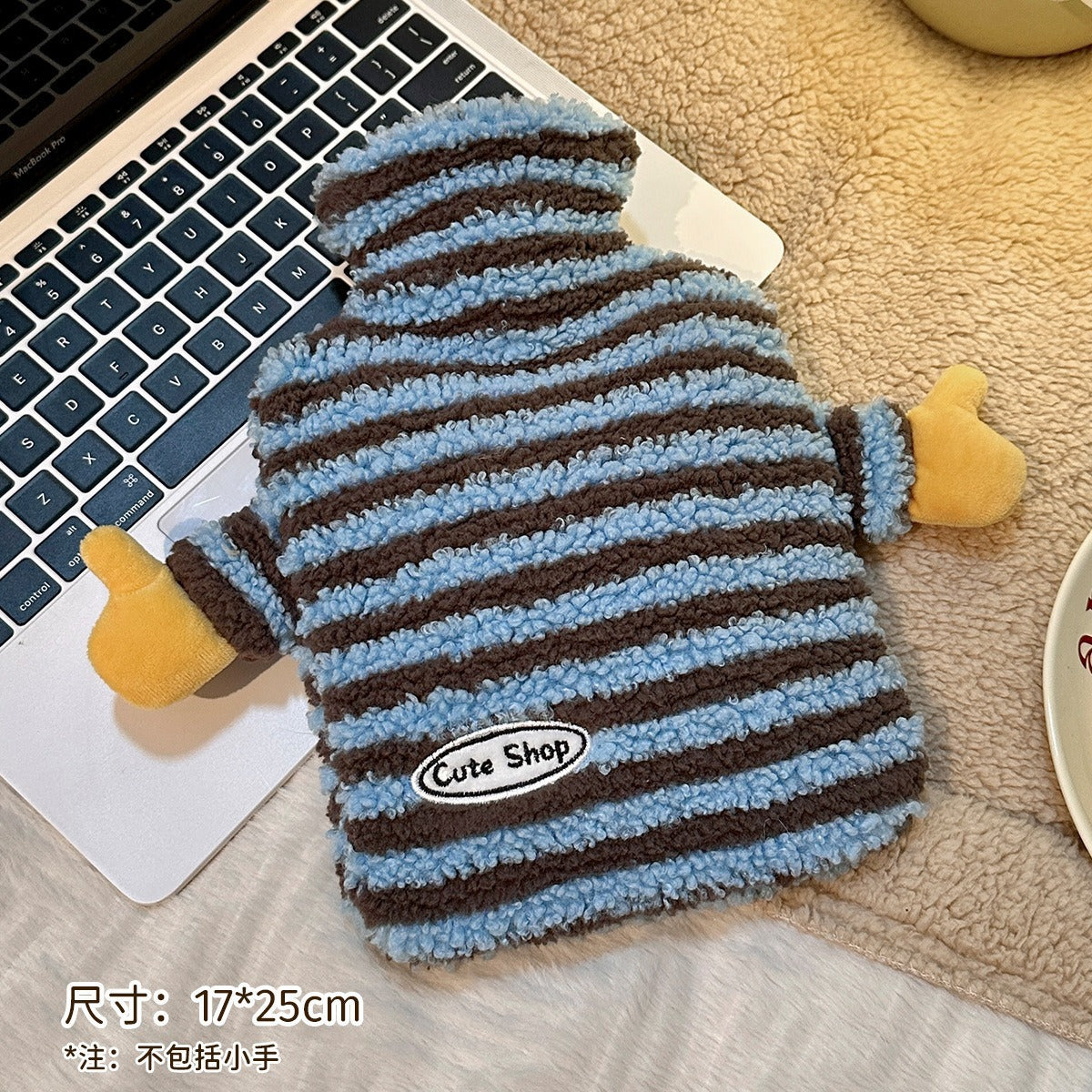 Cartoon Striped Hot Water Bottle for Pain Relief and Warmth, Thickened Design