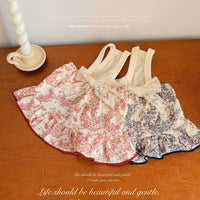 Pet Dog Cat French Floral Bowknot Vintage Dress for Small to Medium Breeds