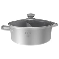 Rikyu Japanese Style 304 Stainless Steel Hot Pot with Divider, Thickened Composite Bottom for Induction Cooktops
