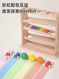 Montessori Wooden Visual Tracking Car Toy Set for Early Education Sensory Training