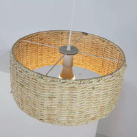 Zen Style Woven Rattan & Paper Rope Pendant Light for Bedroom Balcony Dining Room