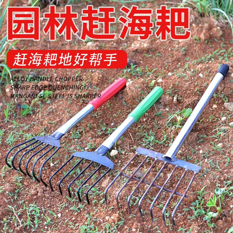 Seashell Clam Rake with Iron Handle for Beachcombing and Farming
