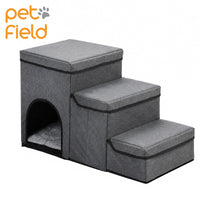 Foldable Pet Stairs for Small Dogs and Cats - Bedside Ramp with Storage and Bed