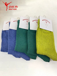 LOUIS XIV Anti-Slip Mid-Calf Cotton Ballet Dance Socks for Men and Women