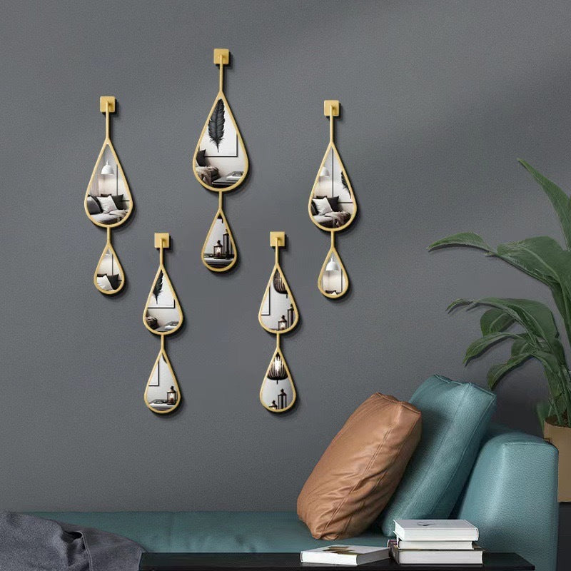 Teardrop Decorative Wall Mirror Set for Living Room Entryway