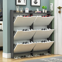 Ultra-Thin Shoe Cabinet for Entryway, 12cm Narrow Flip-Drawer Shoe Rack