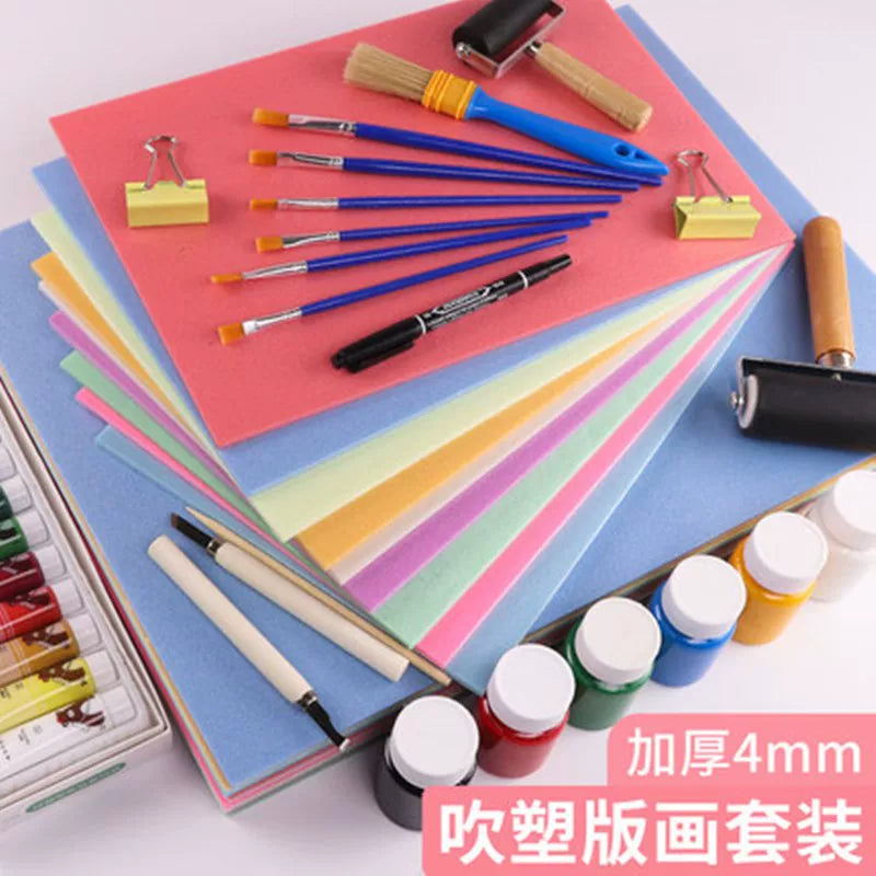 A4 Blow Molding Paper and Board Set for Kids' Art and DIY Crafts, 1-4mm Thick, Multi-color