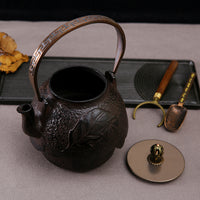 Japanese Style Cast Iron Teapot with Copper Lid and Handle for Kung Fu Tea