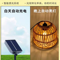 Bohemian Rattan Solar Pendant Light for Indoor Outdoor Patio Decor