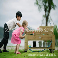 Outdoor Wooden Sand and Water Play Table Set for Kids