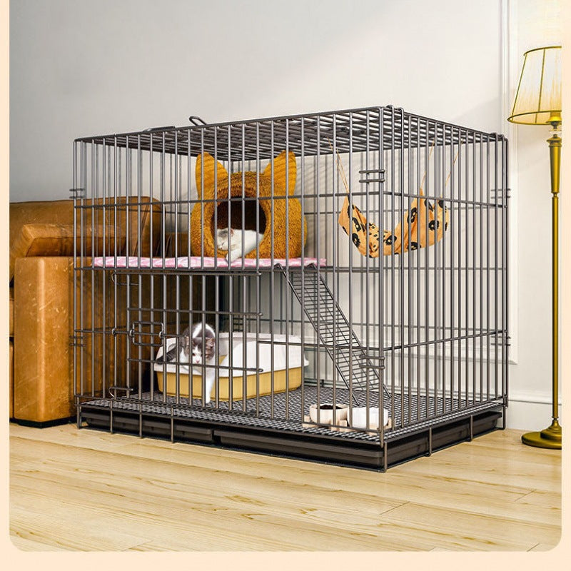 Indoor Multi-Tier Cat Cage with Litter Box, Large Space Cat House Pet Crate