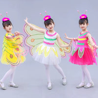 Kids' Butterfly Dance Costume for Girls - Yellow Tulle Performance Dress