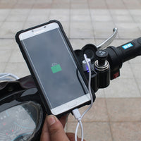 Motorcycle Handlebar USB Charger with Cigarette Lighter Socket, 12V Waterproof