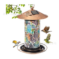 Solar Powered Hanging Bird Feeder Lantern for Outdoor Garden Decor, Waterproof Vintage Style