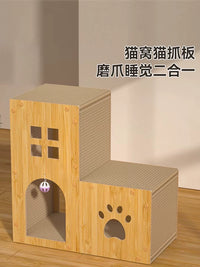 Cat Tree Condo with Scratching Board, Multi-Level Cat Tower with Ladder, Durable Cat Activity Center for Indoor Cats