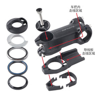 MOSSO Full Hidden Stem with Headset Spacers for Road Bikes, 7075 Aluminum Alloy, Internal Cable Routing