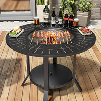 Outdoor Patio BBQ Grill Table Set with Chairs for Garden Villa Balcony