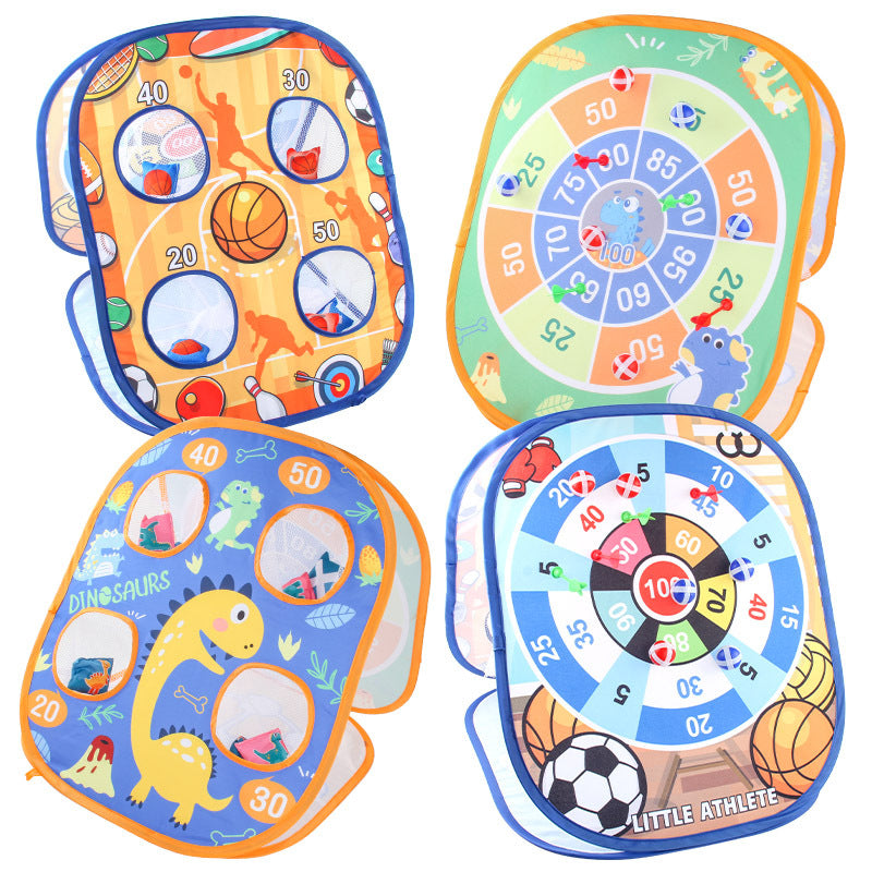 Kids 3-in-1 Dinosaur Football Toss Game Tent with Storage Bag, Indoor Outdoor Foldable Play Tent