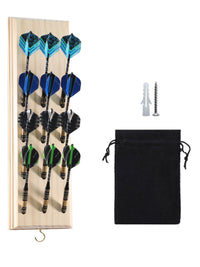 12-Hole Wall Mounted Solid Wood Dart Display Board and Accessories