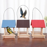 Wooden Bird Feeder House for Outdoor Hanging, Rainproof Shelter for Wild Birds
