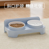 Elevated Pet Feeding Bowl for Cats and Small Dogs, Tilted Neck Protection Food and Water Dish, Non-Slip Design