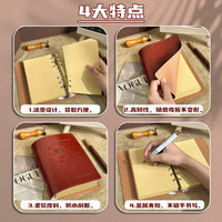 A6 Refillable Kraft Paper Notebook with Soft Leather Cover, Vintage Style for Office and Business, Detachable Lined Pages