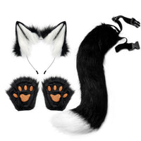 Halloween Fox Ear Tail Paw Gloves Cosplay Set Plush Animal Costume Accessories