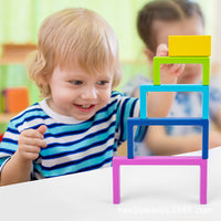 Wooden Rainbow Stacking Blocks Educational Toy for Toddlers and Preschoolers