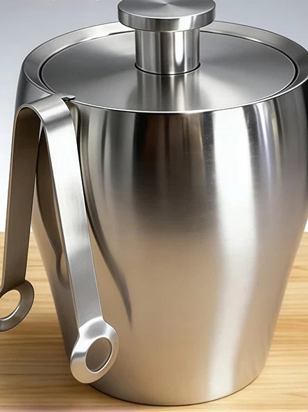 304 Stainless Steel Double-Layer Insulated Ice Bucket for Bar and Home Use