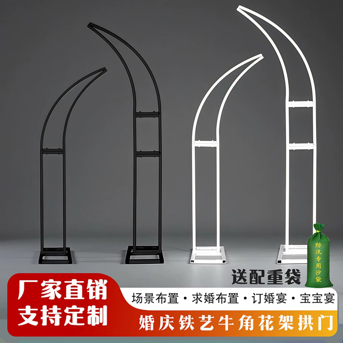 Wedding Archway Floral Stand Metal Horn-shaped Arch for Outdoor Events