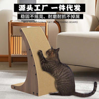 Corrugated Cardboard Cat Scratcher Post with L-shaped Wall Mount and Integrated Cat Bed